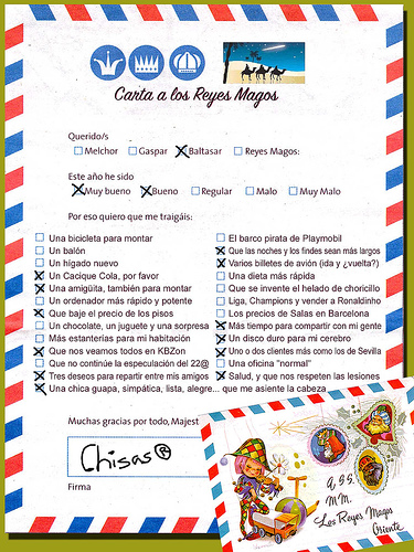 Carta a sus magestades los Reyes Magos!